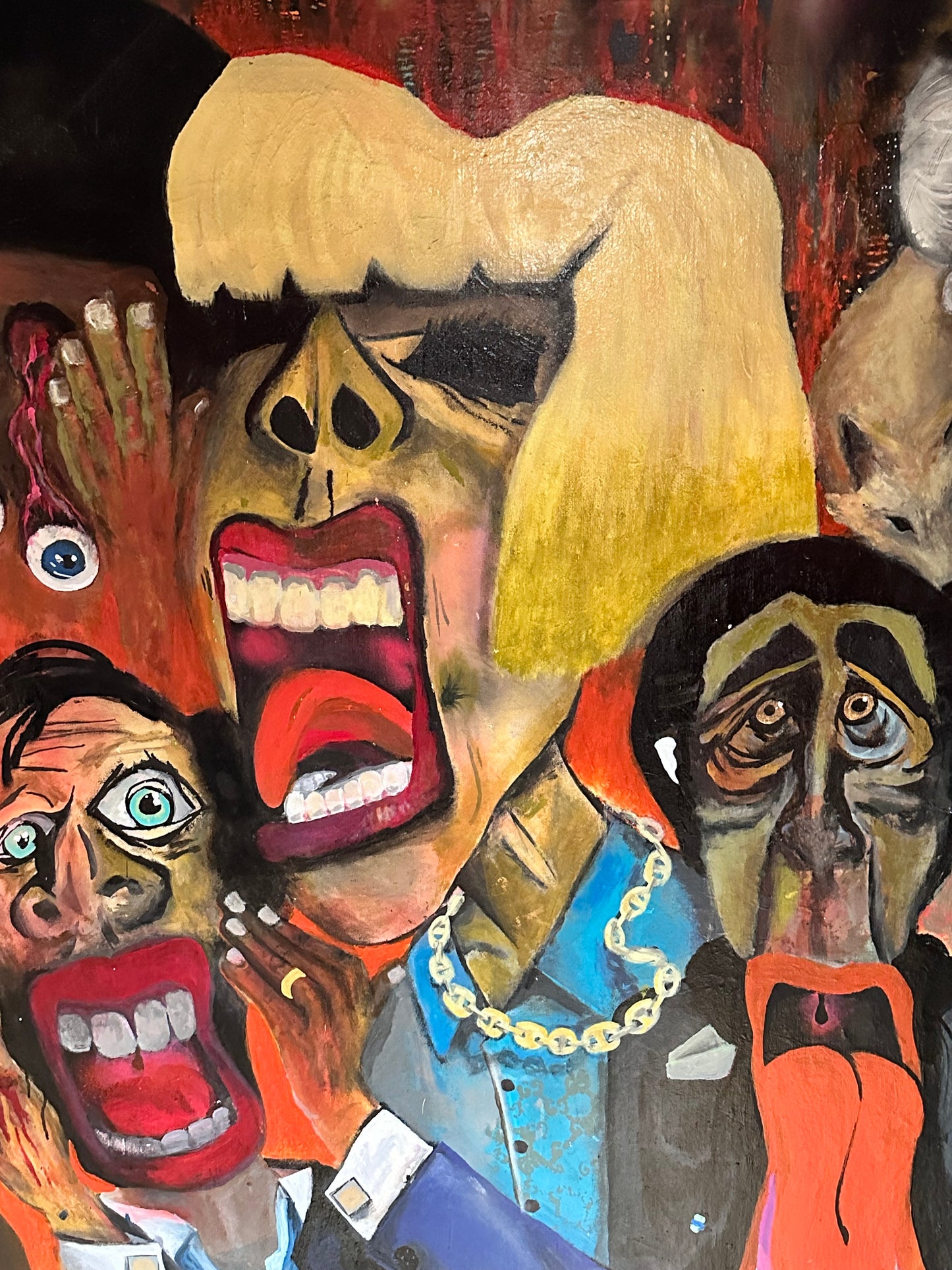 “Triggered” 79’ x 52 inches, acrylic on canvas. Pedro AMOS 2024