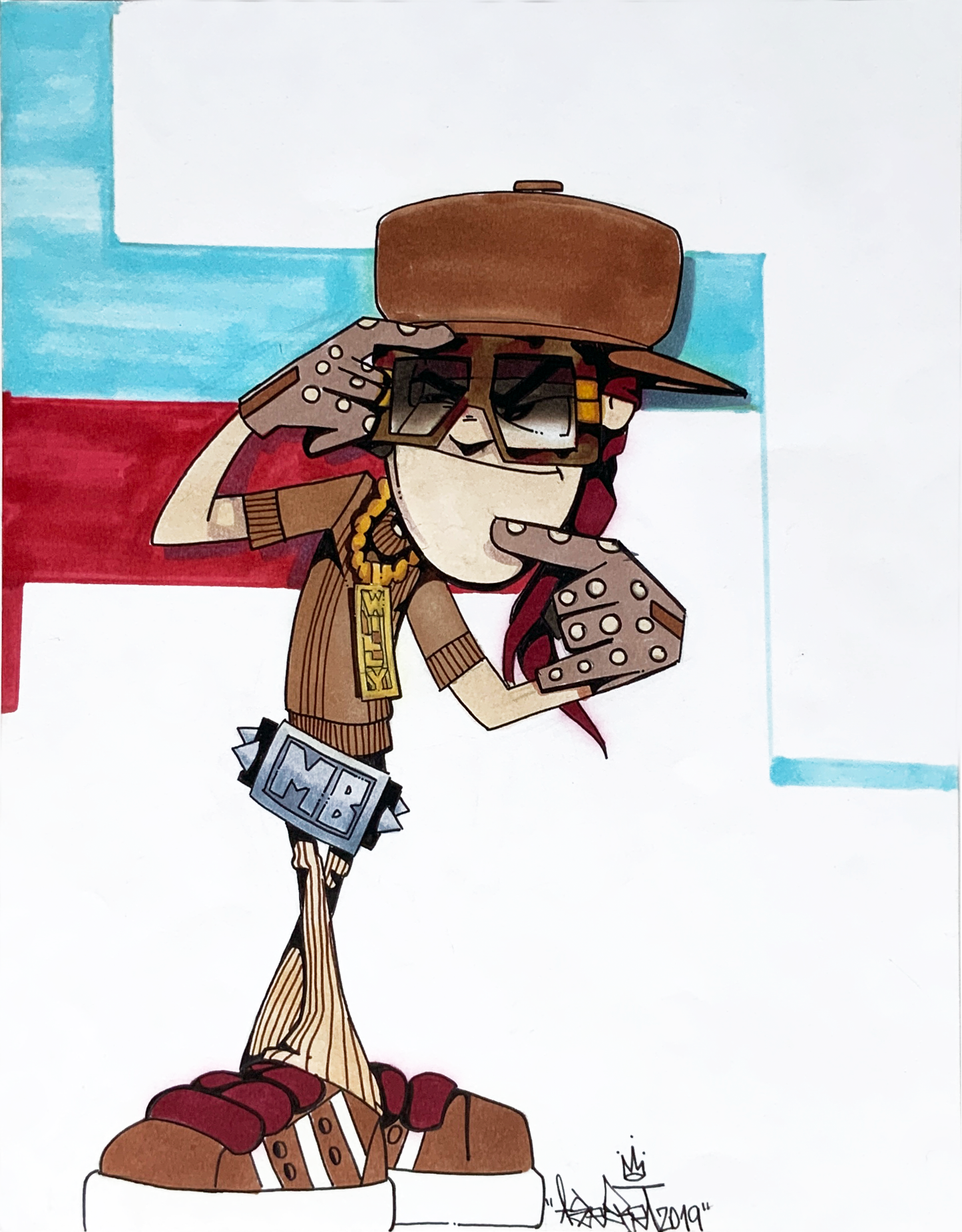 "Bad Boys 1" - 9 x 11" inches, Marker and Ink on Paper -Chillski, 2019